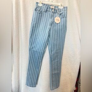 SIZE 2”Camila Coelho Striped Conductor HighWaistSlimStraight AnkleStretch Jeans.